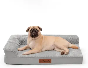 Orthopedic Dog Bed, 3 Inch Memory Foam Dog Beds for Medium Dogs, Washable Removable Cover, Nonskid Bottom, Waterproof Pet Couch for Indoor, Outdoor or Car Use, 35x23 Inches M Light Grey