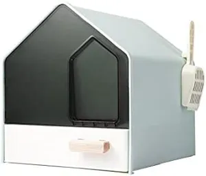 Pet Litter Box Fully Enclosed Cat Litter Box Drawer Type Cats Toilet Deodorizing Kitten Bedpans Anti-splash for Cat Under Pet Supplies Cat Litter Pan (Color : Blue, Size : 44x44x39cm)