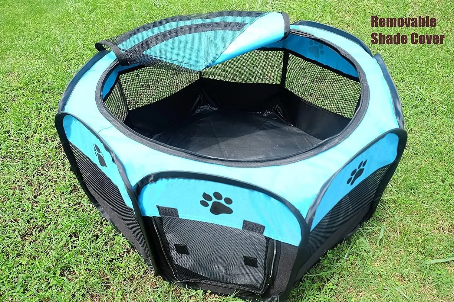 Portable Pet Playpen for Small Cat Dog Puppy Rabbit,Cat Kitten Playpen Indoor Outdoor with Carrying Case,Waterproof Bottom and Removable Zipper Top (S(28.7" x 28.7" x 16"), Blue)