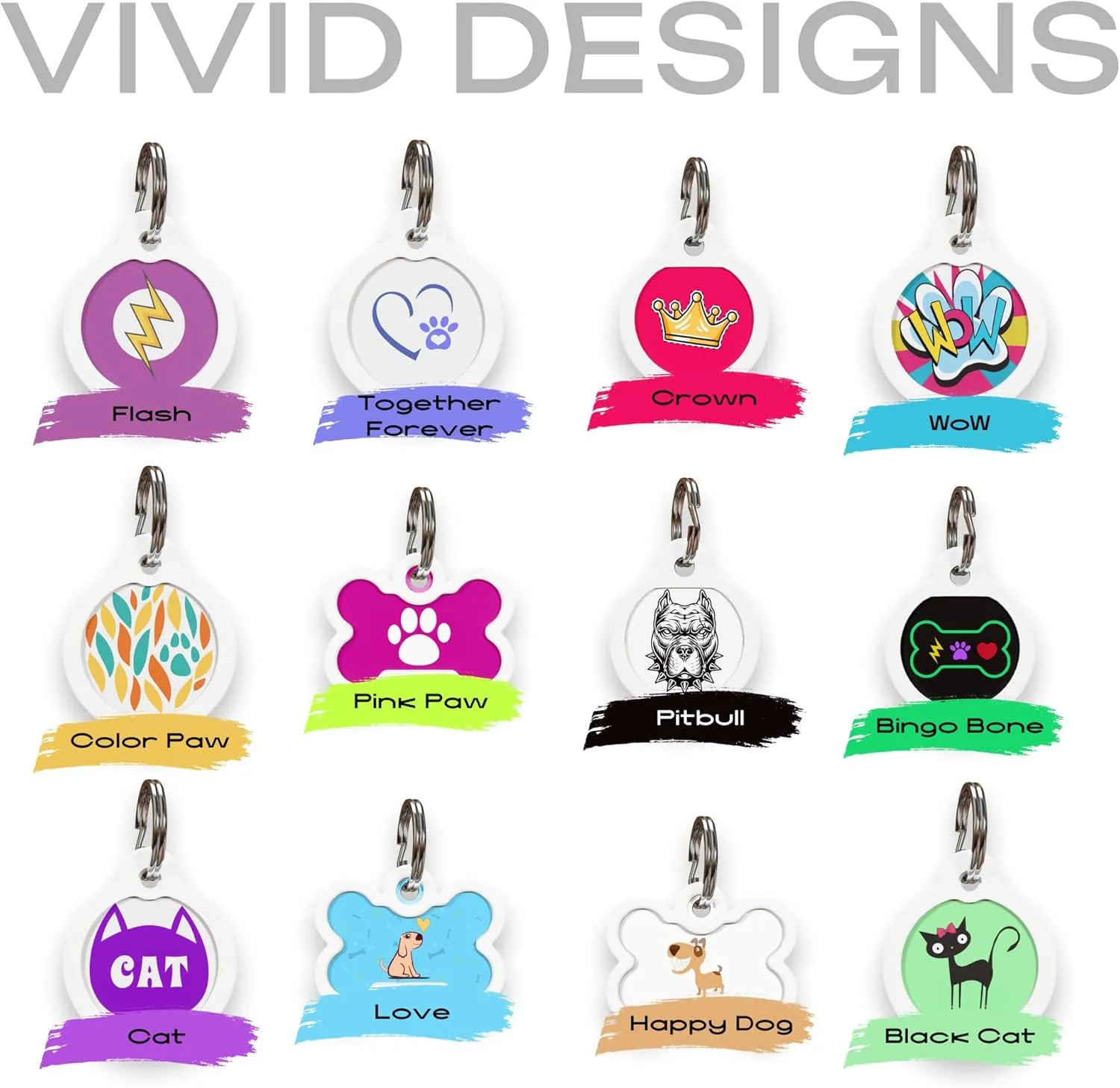 QR Code Dog Tag Silent Id Pet Tags Personalized Name Plate with Online Profile (Bingo Bone, Large_Round)