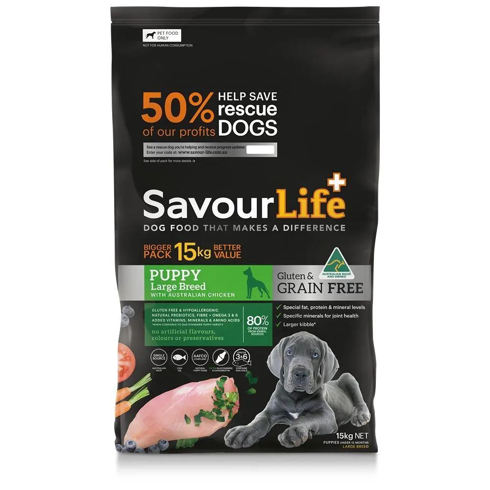 Savourlife Grain Free Puppy Large Breed Chicken Dry Dog Food 15kg