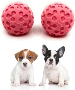 Small Ball Dog Toy - 100% Natural Rubber (Latex) - Soft Squeaky Dog Toy - Small Dogs Puppies - Indoor Play - Free from Harmful Chemicals - Small (2.35") - Set of 2 Pink