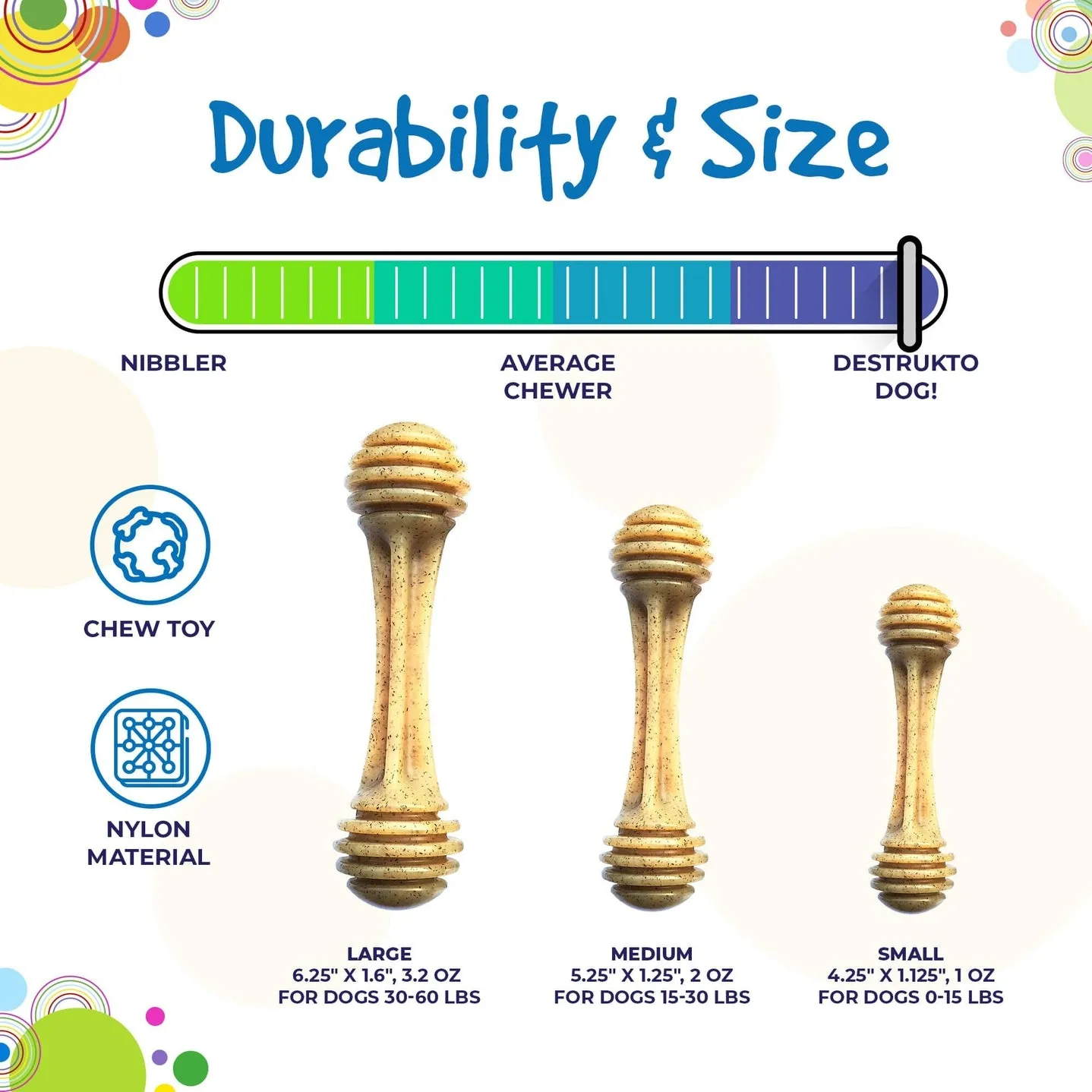 Sodapup Honey Bone Ultra Durable Nylon Dog Chew Toy for Aggressive Chewers