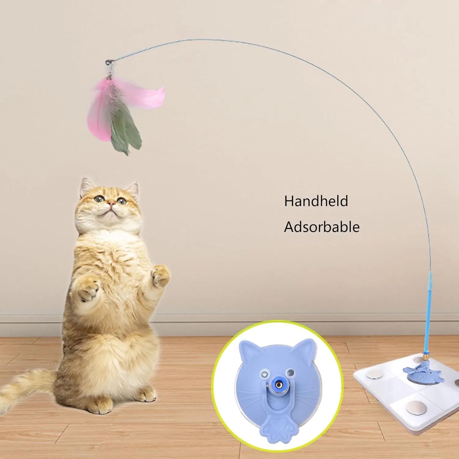 Strong Suction Cup Cats Toy Interaction Cats Teaser Wand Self Teasing Cats Exercising Activity Feathered Wand for Entertains