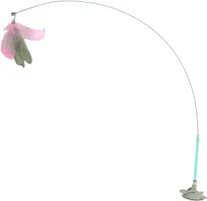 Strong Suction Cup Cats Toy Interaction Cats Teaser Wand SelfTeasing Cats Exercising Activity Feathered Wand for Entertains