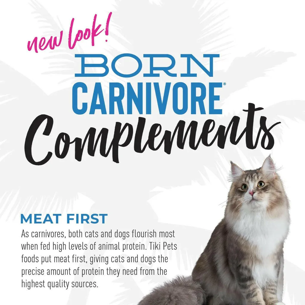 Tiki Cat Born Carnivore Complements Grain-Free Wet Food Topper For Cats Variety Pack (2.1 oz x 10 Pouch)