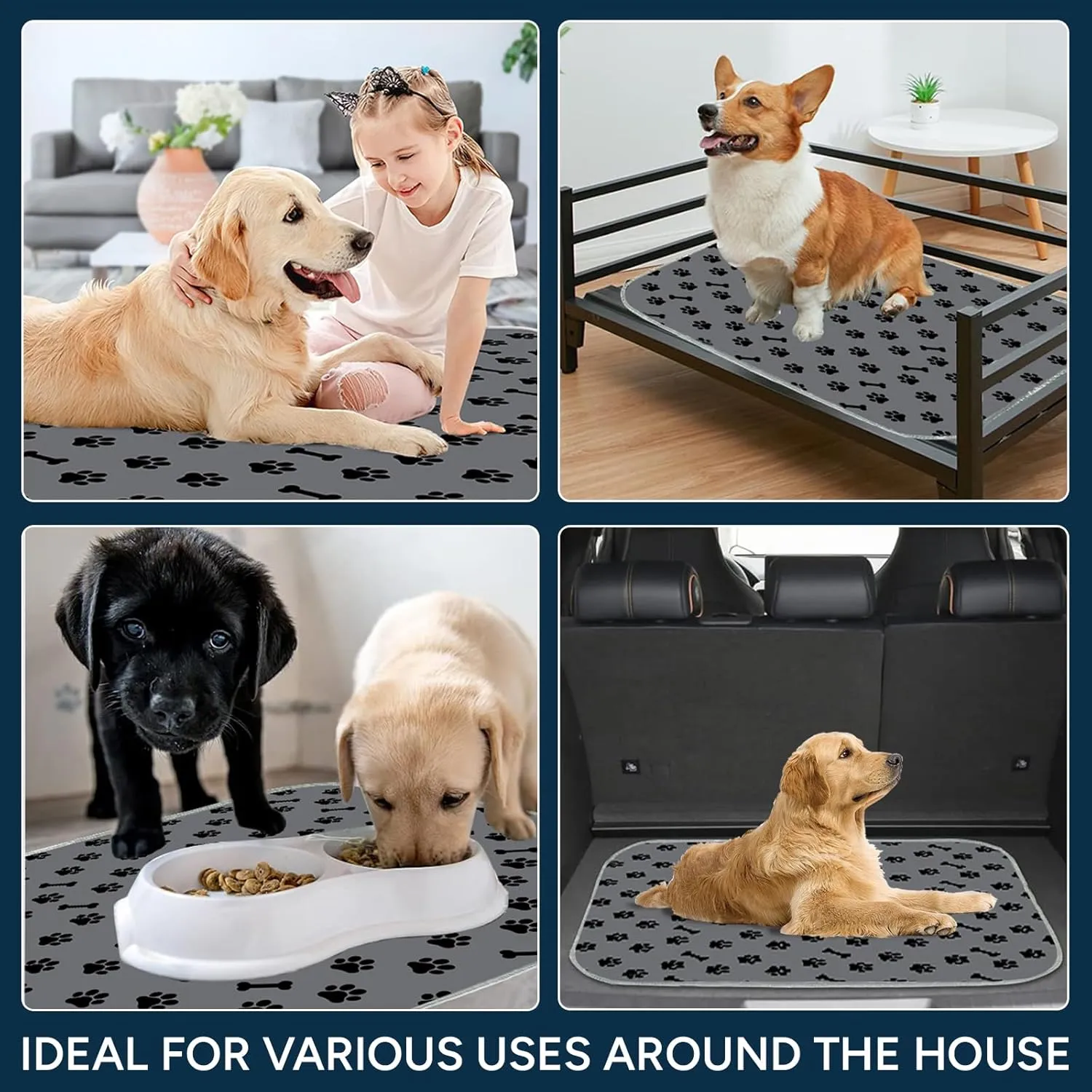 Washable Pee Pads for Dogs, 1 Pack Large 36"x41" Super Absorbent Dog Training Pads,100% Waterproof Non-Slip Dog Pads for Whelping, Reusable Puppy Pads to Protect Your Floor