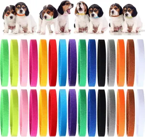 Weewooday 45 Pieces Puppy Whelping Collars Double-Sided Newborn Pet Identification Bands 3 Sizes Adjustable Puppy Collars Soft Colorful Whelp ID for Pet Kitten, 15 Colors