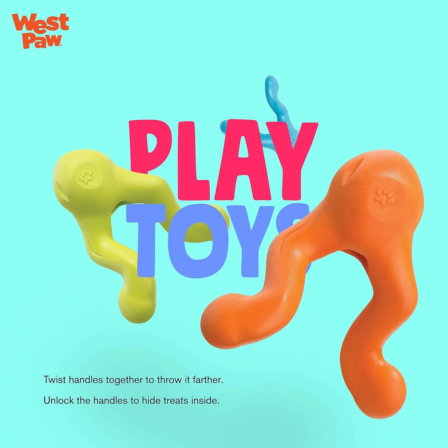 WEST PAW Zogoflex Tizzi Treat Dispensing Dog Toy  Interactive Play Toy for Dogs, Puppies  Floatable, High-Flying Toys for Fetch, Catch, Tug of War, Recyclable, Dishwasher Safe, Large, Granny Smith