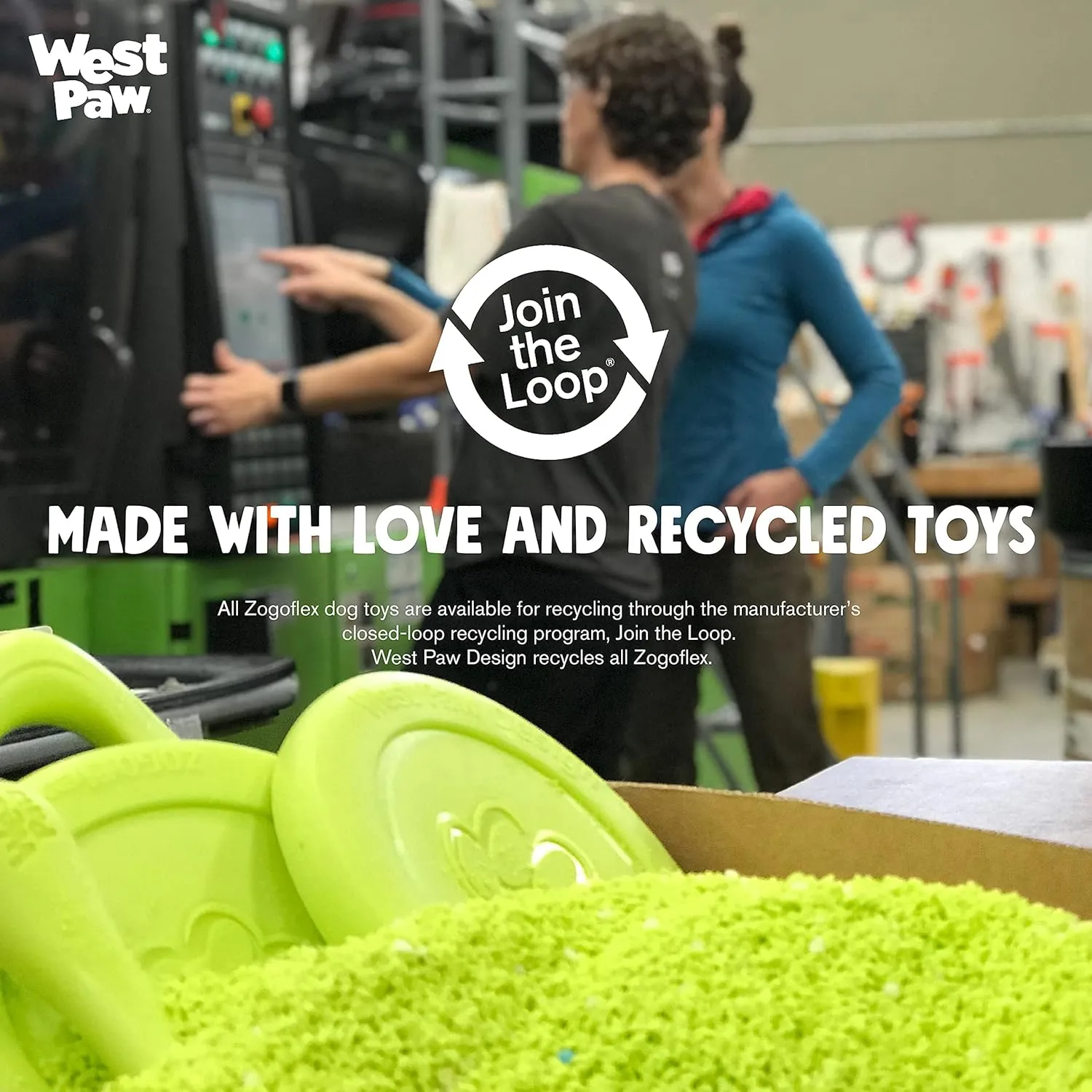 WEST PAW Zogoflex Tizzi Treat Dispensing Dog Toy  Interactive Play Toy for Dogs, Puppies  Floatable, High-Flying Toys for Fetch, Catch, Tug of War, Recyclable, Dishwasher Safe, Large, Granny Smith