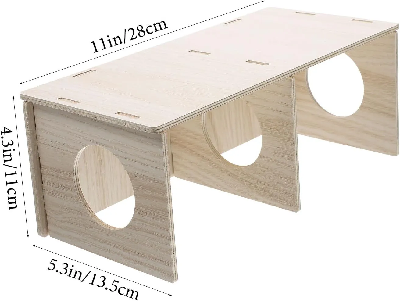 Wooden Hamster Secret Peep Shed 2-Chamber Hideout & Tunnel Exploring Toys Dwarf Hamster-