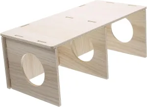 Wooden Hamster Secret Peep Shed 2-Chamber Hideout & Tunnel Exploring Toys Dwarf Hamster-