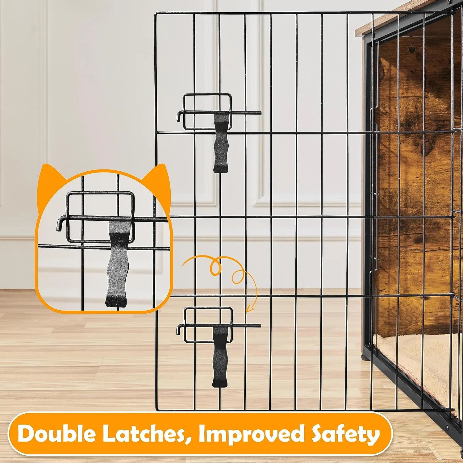 Yaheetech 40'' Dog Crate Furniture with Cushion Wooden Dog Crate with Double Doors/Adjustable Feet Side End Table for Small/Medium Dogs